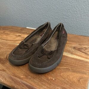 Brown Suede Leather Moccasin Slippers Roxy